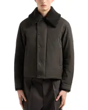 Emporio Armani Twill Jacket with Faux Fur Collar