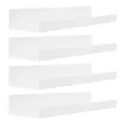 White Acrylic Shelves for Storage,15" Floating Shelves Wall Mounted for Kids Bookshelf/Display Ledge Shelves for Bedroom,Living Room,Bathroom,Kitchen,Set of 4