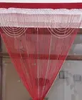 Polyester Threads String Hanging Long Door Curtain Color Maroon & Silver