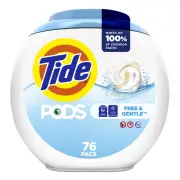 Tide Pods Free And Gentle Hypoallergenic Laundry Detergent 76 Count 3 In 1