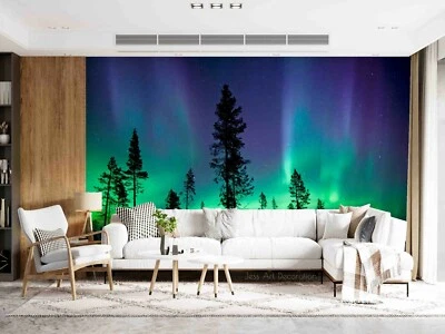 3D Woods Aurora Borealis Green Self-adhesive Removable Wallpaper Murals Wall 228