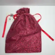 Satin Drawstring Red Polka Dot Gift Bag 18"X12.5" Christmas Birthday Valentine