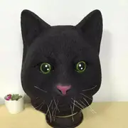 1PC Black Cat Head Mask Animal Halloween Costume Creepy Theater Prop Latex Party