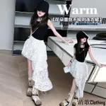 ❤️清歌CLOTHING❤️2024法式蕾絲復古半身裙女童夏季不規則下襬設計感短裙子背心套裝 4Q2L