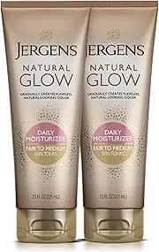 [Jergens] Natural Glow Sunless Tanning Lotion, Self Tanner, Fair to Medium Skin Tone, Daily Moisturizer, 7.5 Oz (Pack of 2)