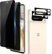 [2+2 Pack] for Google Pixel 8 Pro privacy Screen Protector Tempered Glass & HD Clear Camera Lens Protector,for Google Pixel 8 Pro 5G Screen Protector HD Clear, Anti-Spy Film, 2.5Curved