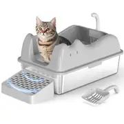 Advwin Enclosed Stainless Steel Cat Litter Box with Lid