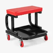 Costway Workshop Creeper Garage Seat Mechanic Garage Roller Seat w/ Tool Trays Red