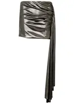 Blumarine Draped Metallic Jersey Mini Skirt - Silver - 10 10