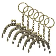 6Pcs Metal Purse Frame with Key Ring, 2" Kiss Lock Clasp Frame Embossed(Bronze)