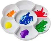 2pcs Paint Pallet, 6.5" Plastic Paint Tray Reusable Flower Paint Palette for Kids Acrylic Watercolor Oil Painting Color Mixing DIY Art Craft, Easy to Wash