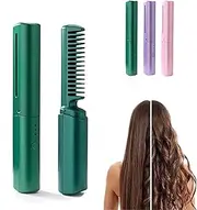 Latest Hairdressing Comb, Mini 2-in-1 Hairdressing Comb, Ceramic HairdressComb for Shines & Smooth, Wireless Hair Straightener Brush (Green)