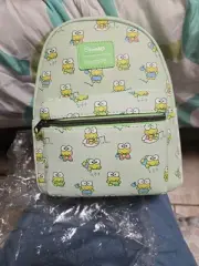 Loungefly Sanrio KEROPPI Green Gingham All Over Print Mini Backpack NEW