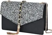 [GM LIKKIE] Crossbody Clutch Purse for Women, Glitter Evening Bag, Sequin Tassel Wedding Handbag for Party