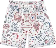 [Caihoyu] 4th July USA Independence Day White Boys Short Swim Trunks Youth Teen Swimsuit 8T