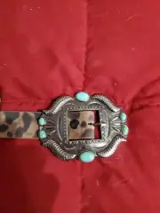 Lucky & Blessed Turquoise and Leopard Concho Belt Medium
