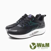 在飛比找PChome24h購物優惠-W&M(女)氣墊彈力休閒運動鞋 女鞋-黑色