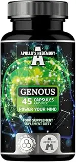 Genous - 45 Vegan Capsules, Nootropic Mix with Caffeine + Dynamine™, Ginseng, Forskolin and Kanna, Supplement for Enhanced Mental Clarity and Energy, 45 servings - by Apollo's Hegemony