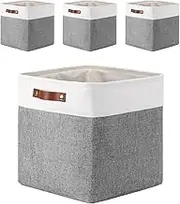 25|28|30|33cm Fabric Storage Boxes, Set of 4 Storage Cubes(Grey White,25cm)