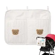 Baby Bedside Storage Bag, 28x18x0.3/36x27.5x0.3, Cradle Organizer Pockets, Nursery Storage Solution, Bassinet Crib Attachment, Child Toy & Diaper Arranger for Cribs, Cradle, White