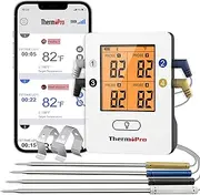 ThermoPro TP25 500ft Wireless Bluetooth Meat Thermometer with 4 Temperature Probes Smart Digital Cooking BBQ Thermometer for Grilling Oven Food Smoker Thermometer, Rechargeable