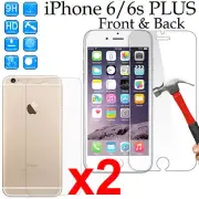x2 Tempered Glass 9H screen protector for Apple iPhone 6 6s PLUS Front + Back