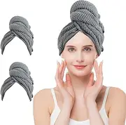Microfibre Hair Towel, Pack of 2, Turban Towel with Button, Hair Turban Microfibre, Hair Towel, Quick Drying, for Women and Children