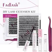 DIY Lash Extension Kit Lash Bond and Seal Cluster Lashes D Curl 300 Pcs with Lash Tweezers for Eyelash Extension Kit at Home Individual Lashes Kit Easy to Apply Eyelash Kit (40D-0.07D Kit, 8-20mm)