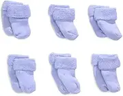 [Jefferies Socks] Baby-Girls Newborn Turn Cuff Terry Bootie 6 Pair Pack