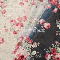 在飛比找ETMall東森購物網優惠-日本進口棉麻布料玫瑰與英文服裝襯衫手工布藝手作連衣裙懷舊面料