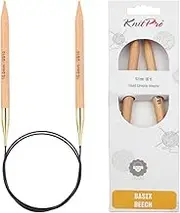 KnitPro 80 cm x 10 mm Basix Fixed Circular Needles, Birch
