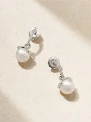 [Mikimoto] Mikimoto - 18-karat White Gold, Pearl And Diamond Earrings - One size One size White