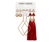 6Pcs Tassel Earrings Female Bohemian Ethnic Style Earrings - 1