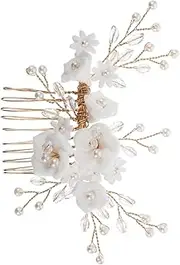 TOVINANNA Elegant European Bridal Hair Side Comb Handmade White Clay Pearl Wedding Accessories for Brides for Bridal Hair Combs and Flower Girl Accessories