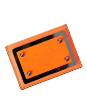 Dolce & Gabbana Neon Orange Leather Card Holder - Wallets & Pouches -Size One