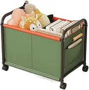 Large Toy Box Chest Storage Organizer with 360°Wheels, Sturdy Toy Boxes Bins Baskets with Side Pockets and Sturdy Handles for Stuffed Animals, Clothes, Bedroom(Green)