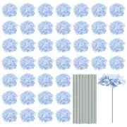Silk Hydrangea Flowers, Light Blue Artificial Flowers for Wedding 64 Set