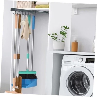 Pull Out Broom Holder, Multifunctional Slide Broom And 36cm/14.17inch Dark grey