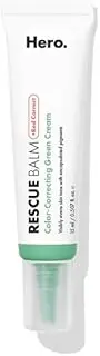 Hero Rescue Balm + Red Correct 15ml - Colour Correcting Green Cream Moisturiser, Evens Redness, Post-Breakout Care, & Dry Skin Nourishment - Lightweight Primer for Fair to Medium Skin Tones