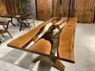 Clear Epoxy Live Edge Walnut Table, Resin Dining Office Table, Meeting Desk Deco