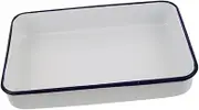 ABOOFAN Retro Enamel Roasting Pan Rectangular Chicken Roasting Dish for Oven Cooking Easy to Clean High Temperature Resistant Enamelware