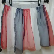 Girld Cat & Jack Sparkly Americana Tutu Skirt Red White Blue NWT XL (14-16)