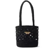 [Prada] Prada Logo-embroidered Crochet Shoulder Bag