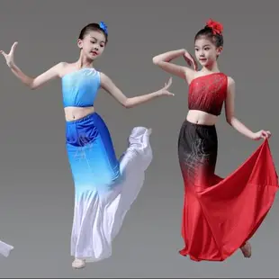 新款兒童傣族舞演出服裝孔雀舞蹈裙傣族服裝女標準練習裙飾藝考服