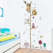 Cartoon Animals Wall Stickers DIY Children Mural Decals for Kids Rooms Baby Bedroom Wardrobe Door Decoration (Monkey Height Measure)