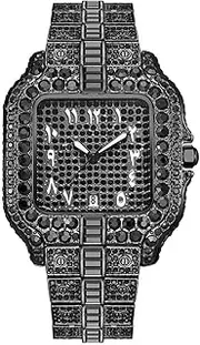 Men's Fashion Square Watch - 43mm Gold/Black/Silver Plated, Luminous Hands, Date Display, 30M Water Resistant, Mineral Crystal Glass