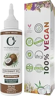 Organic Forest USDA Certified 100% Organic Coconut Oil for Hair and Skin | Chemical Free Pure Cold Pressed Coconut Oil | Unrefined, Natural, Coconut Hair Oil, Pure Coconut Oil for Skin | 3.4 fl.oz.