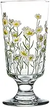 UTHCLO 1Pc Retro Daisy Glass Goblet Chic Beverage Cup for Juice Smooth Rim Design for Home Shops Restaurants and Hotels