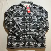 Unionbay Aztec Button Up Shacket Adult Large Gray Sherpa Lined Long Sleeve Mens