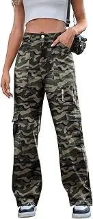 [IVIR] Cargo Pants Women High Waist Wide Leg Casual Pants with 7 Pockets Stretchy Drawstring Baggy Y2K Trousers